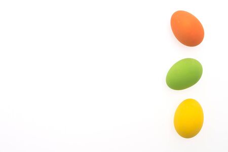 Easter colorful eggs isolated on white backgroundの写真素材