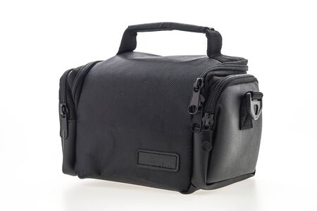 Black handbag isolated on white backgroundの写真素材