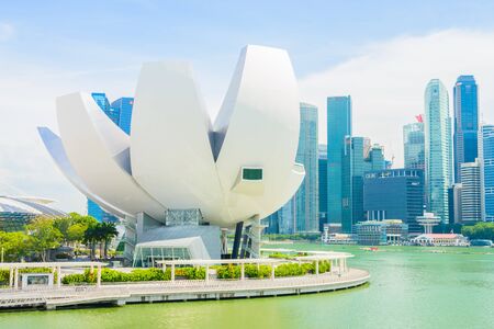 SINGAPORE - JULY 16, 2015: view of Marina Bay. Marina Bay is one of the most famous tourist attraction in Singapore.のeditorial素材