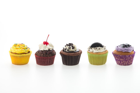 Cupcakes isolated on white backgroundの写真素材