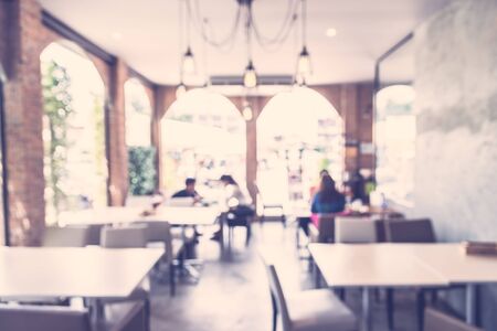 Vintage coffee shop blur background - vintage filterの写真素材