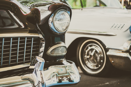 Headlight lamp  vintage car - vintage filter effectの写真素材