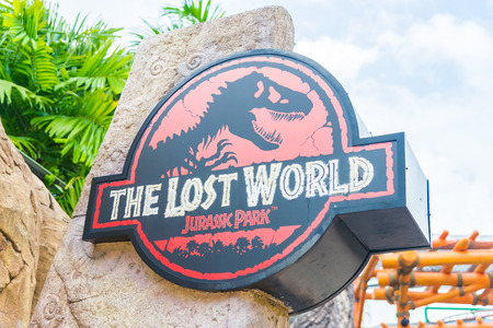 SINGAPORE - JULY 20: Jurassic Park theme in Universal Studios Singapore at Singapore Resorts World Sentosa on JULY 20, 2015.のeditorial素材