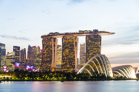 Singapore city at nightのeditorial素材