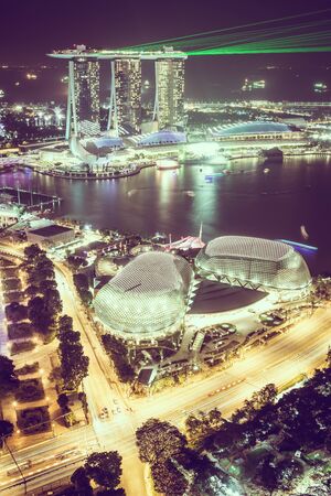 Singapore skyline city - vintage filter effectのeditorial素材