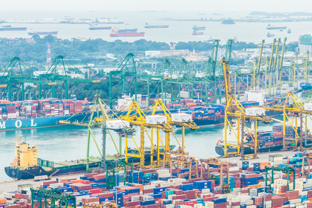 Singapore shipping port container cargoのeditorial素材