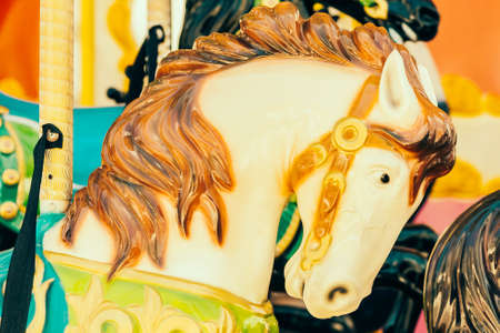 Carousel horse in the park - vintage filter effectの写真素材