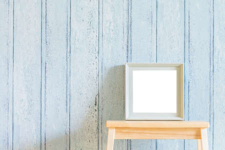 Vintage wood Blank photo frame with summer concept designの写真素材
