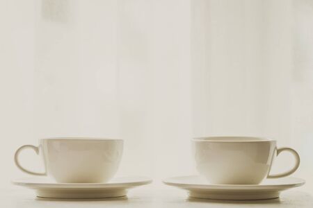 White Coffee cup - vintage filter effectの写真素材