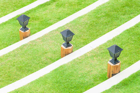 Light lamp with garden outdoor viewの写真素材