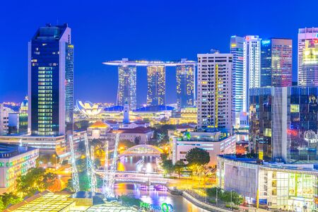 Singapore city at nightのeditorial素材