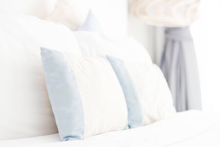 Selective focus point with pillow in bedroomの写真素材