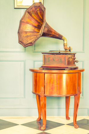 Vintage Gramaphone music box - vintage filter effectの写真素材