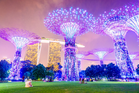 Supertree grove at garden by the bay in singaporeのeditorial素材