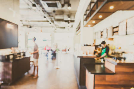 Abstract blur coffee shop cafe background - vintage filterの写真素材