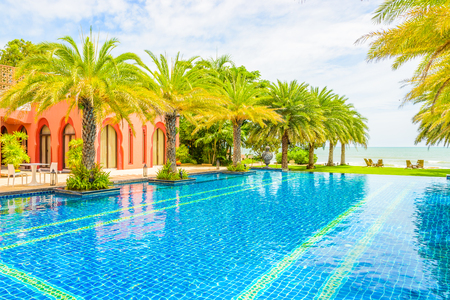 Beautiful luxury Hotel swimming pool resortのeditorial素材