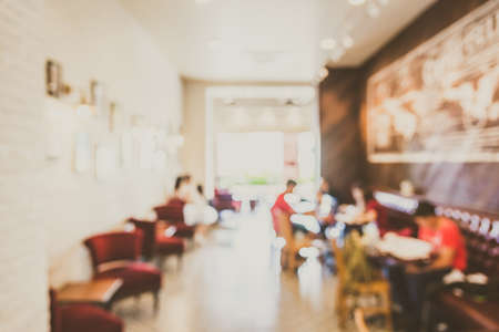 Abstract blur coffee shop cafe background - vintage filterの写真素材