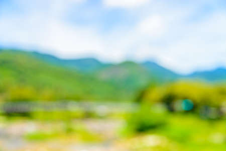 Abstract beautiful blur mountain and river backgroundの写真素材