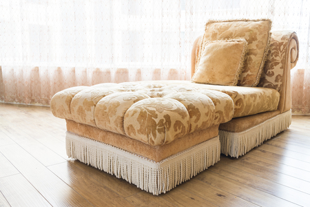 Classic Sofa pillow with light lamp decoration living room interiorの写真素材