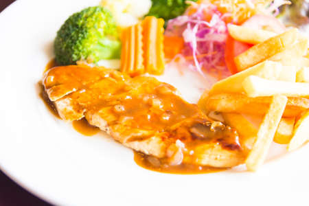 Grilled chicken steak - selective focus pointの写真素材