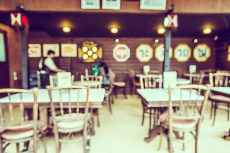 Abstract blur coffee shop background - vintage filterの写真素材