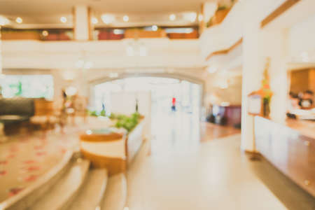 Abstract blur hotel lobby background - vintage filterの写真素材