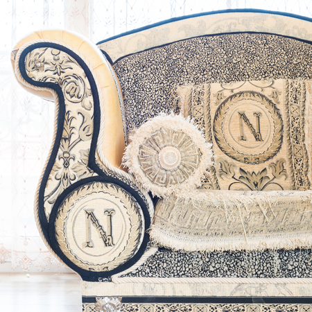 Classic Sofa pillow with light lamp decoration living room interiorの写真素材