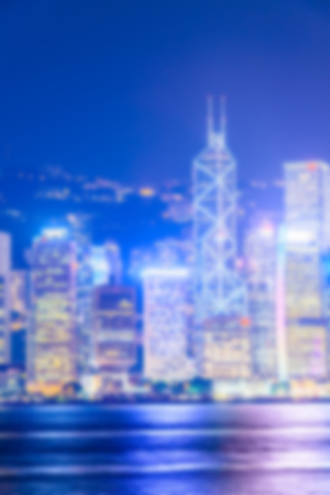 Abstract blur Hong kong skyline city backgroundの写真素材