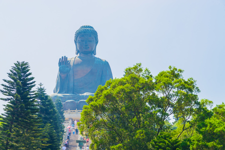 Giant buddha statue in hong kongの写真素材