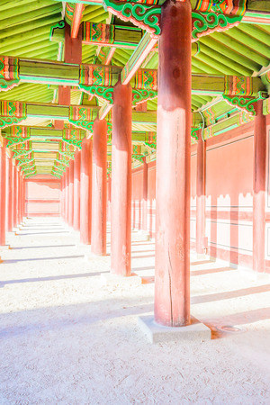 Beautiful and Old Architecture in Changdeokgung Palace in Seoul City at Koreaのeditorial素材