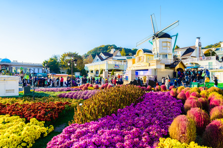 SOUTH KOREA - October 31: The Architecture and unidentified tourists are walking in Everland Resort, Yongin City, South Korea, on October 31, 2015のeditorial素材
