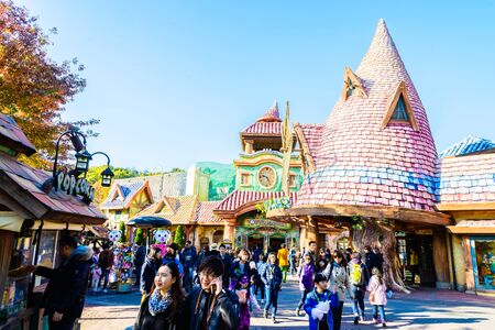 SOUTH KOREA - October 31: The Architecture and unidentified tourists are walking in Everland Resort, Yongin City, South Korea, on October 31, 2015のeditorial素材