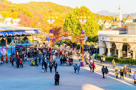 SOUTH KOREA - October 31: The Architecture and unidentified tourists are walking in Everland Resort, Yongin City, South Korea, on October 31, 2015のeditorial素材