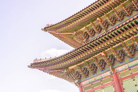 Beautiful Architecture in Gyeongbokgung Palace at Seoul city Koreaのeditorial素材