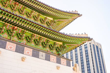 Beautiful Architecture in Gyeongbokgung Palace at Seoul city Koreaのeditorial素材