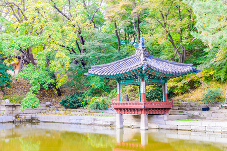 Beautiful and Old Architecture in Changdeokgung Palace in Seoul City at Koreaのeditorial素材