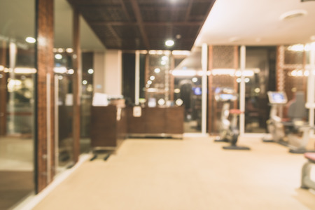 Abstract blur fitness gym interior background - vintage filterの写真素材