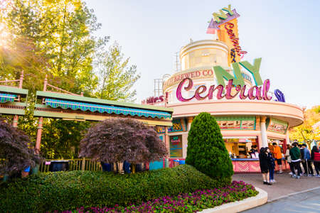 SOUTH KOREA - October 31: The Architecture and unidentified tourists are walking in Everland Resort, Yongin City, South Korea, on October 31, 2015のeditorial素材