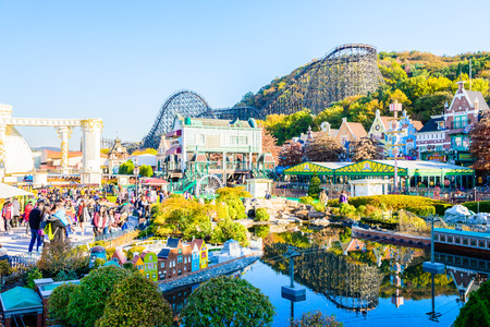 SOUTH KOREA - October 31: The Architecture and unidentified tourists are walking in Everland Resort, Yongin City, South Korea, on October 31, 2015のeditorial素材