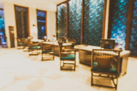 Abstract blur hotel interior lobby background - vintage filterの写真素材