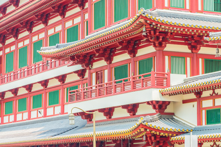 Beautiful Buddha tooth temple in china town area at singaporeのeditorial素材