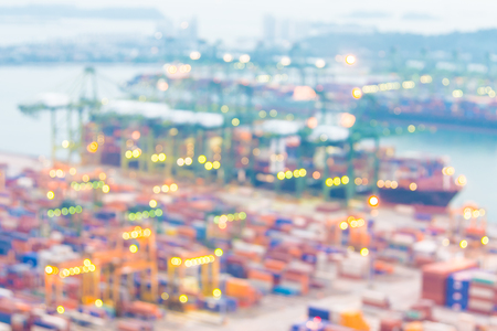 Abstract blur shipping crane cargo port backgroundの写真素材