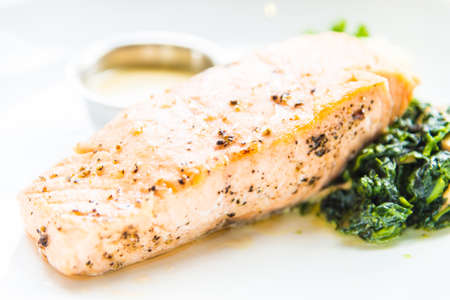 Salmon steak fillet - selective focus pointの写真素材