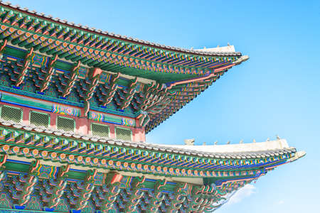 Beautiful Architecture in Gyeongbokgung Palace at Seoul city Koreaのeditorial素材