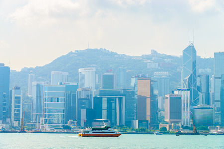 Hong Kong - October 18, 2015: Hong Kong skyline on October 18 in China, Hong Kong.