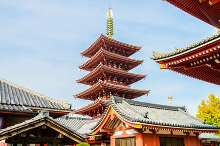 Beautiful Architecture in Sensoji Temple around Asakusa area at Japanのeditorial素材
