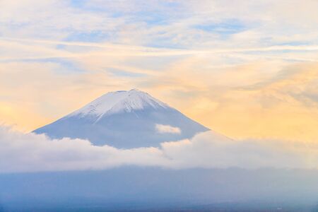 Beautiful Fuji Mountain in sunset time at Japanの写真素材