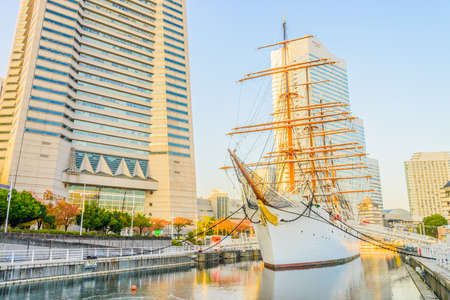 YOKOHAMA, JAPAN - November 24 : Nippon Maru Boat in Yokohama, Japan on November 24, 2015. Nippon Maru Boat was a training ship for the cadets of the Japanese merchant marine. Boat was built in 1930.のeditorial素材