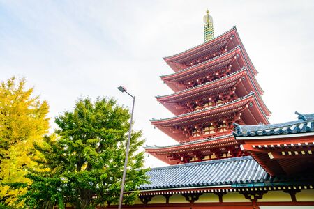 Beautiful Architecture in Sensoji Temple around Asakusa area at Japanのeditorial素材