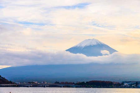 Beautiful Fuji Mountain in sunset time at Japanの写真素材